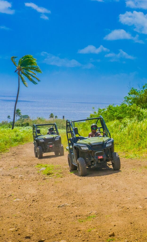Side by side UTV climbing a trail